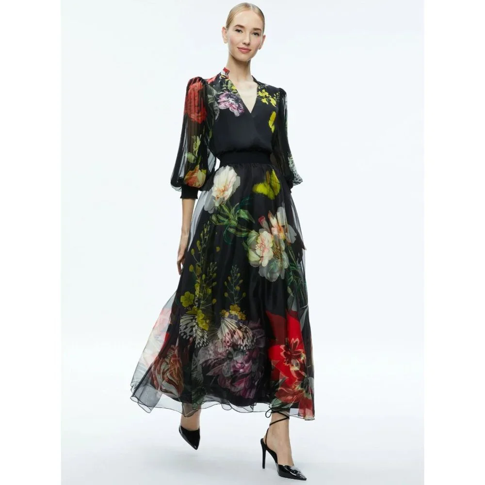 Alice + Olivia Nilda Essential Floral Silk Maxi Skirt 0 - Picture 2 of 12